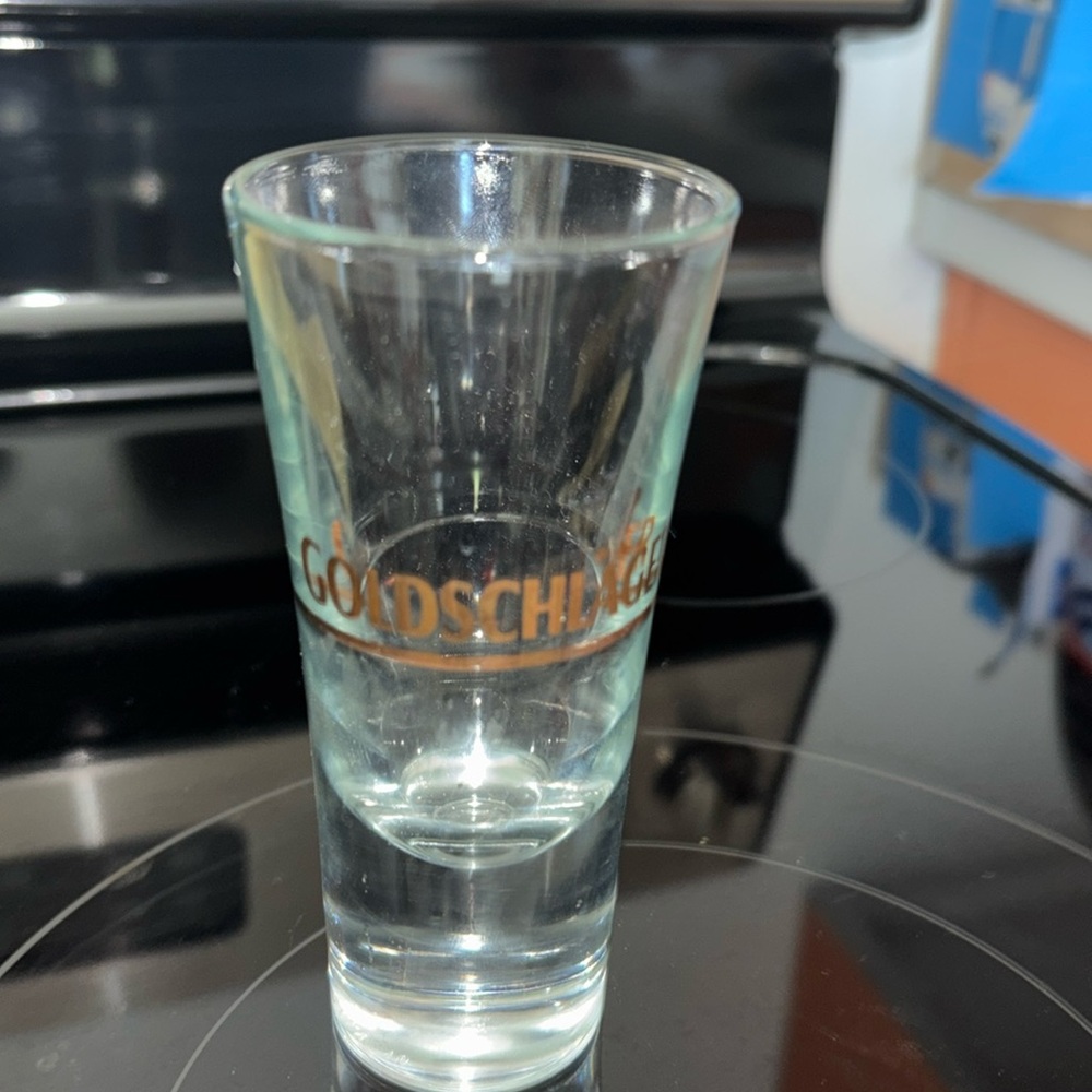 Goldschlager  shot glass   5 inches tall